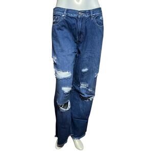 Kankan Distressed Wide-Leg Jeans Size 29, 73% Cotton, 27% Rayon, Vintage Style